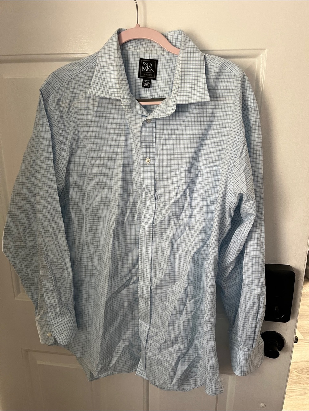 Jos. A. Bank Light Blue Checked Dress Shirt - Men's